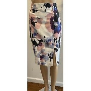 ST. JOHN COUTURE abstract floral pencil skirt